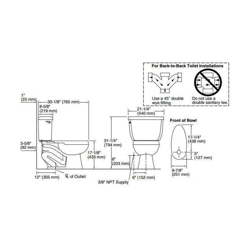 Highline Classic Comfort Height 2 Piece Elongated 1.0 GPF Toilet with Pressure Flush Technology, Biscuit, Yes, Left-Hand