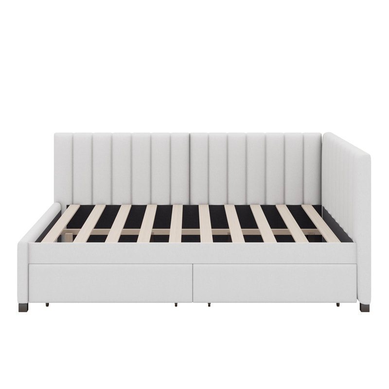 Structure de canapé-lit double avec tiroirs de rangement Debi, Beige