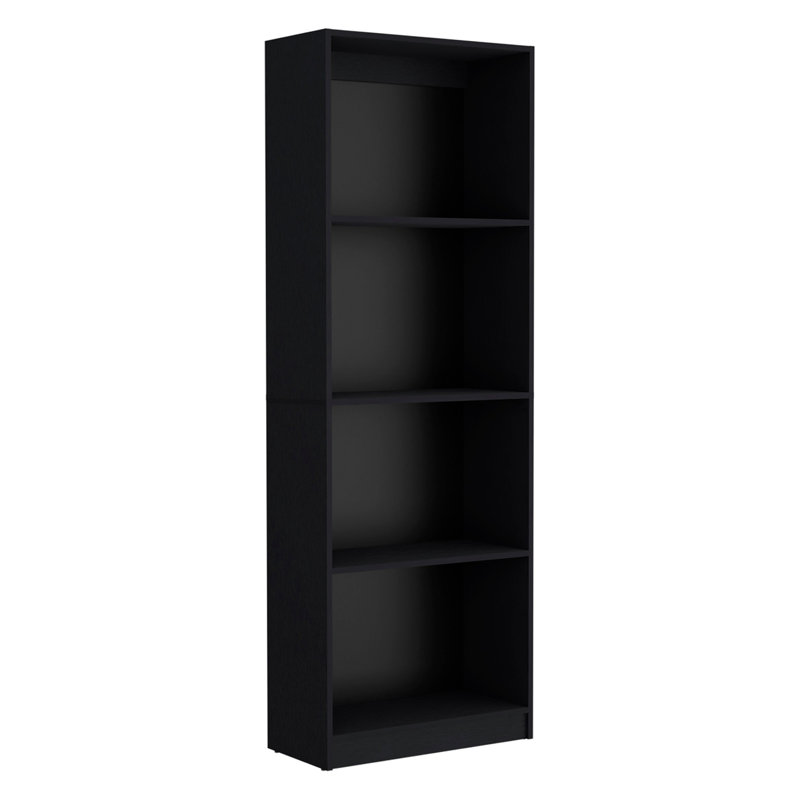 Bibliothèque maison avec présentoir moderne à 4 tablettes pour livres et décoration, Noir