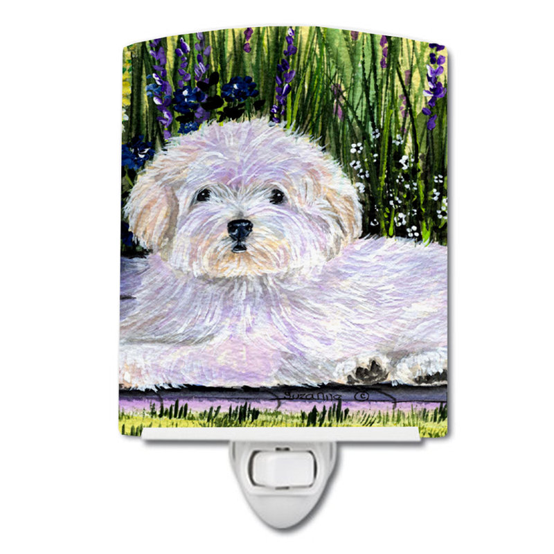 Éclairage de nuit en céramique coton de tulear
