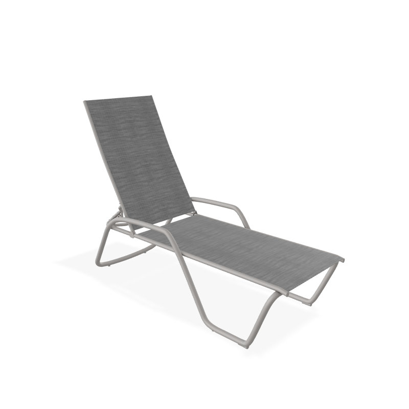 Outdoor Rust-Resistant Metal Chaise Lounge, Textured Warm Gray, Collect Charcoal