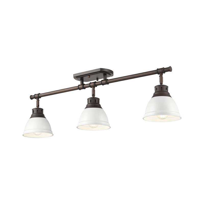 Plafonnier semi-encastré 3 lumières Bryannah, Blanc mat, Bronze huilé