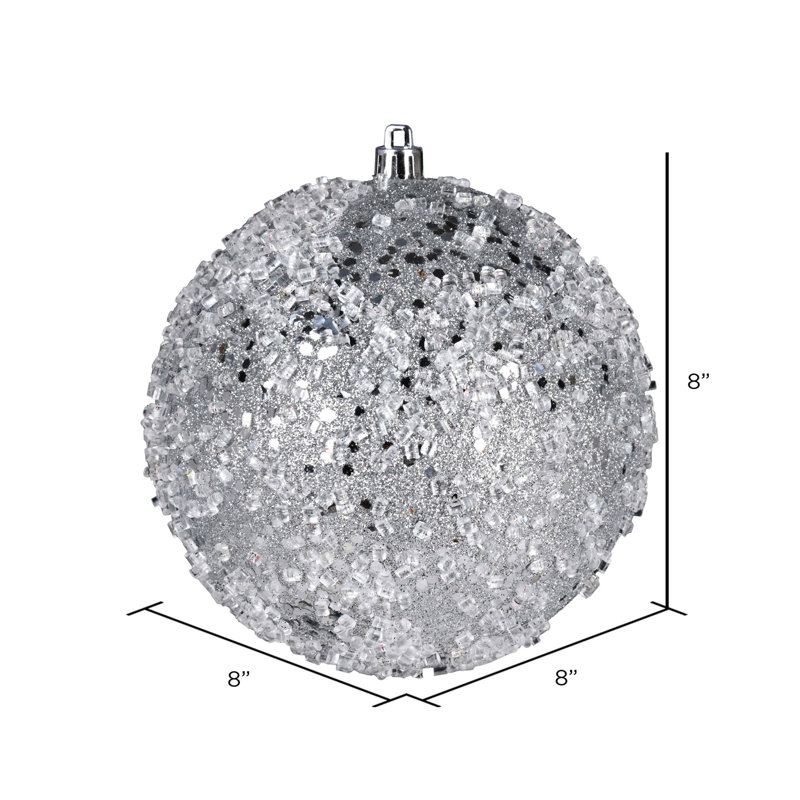 Ornement boule scintillante, H 8 po x l 8 po x P 8 po, Argent, 1