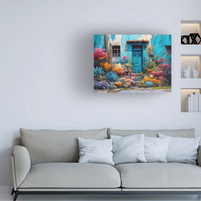 Art mural sur toile tendue - "Villa mexicaine, façade de maison 1" Imagine It Images pour décoration de salon, de chambre à coucher ou de bureau - 24 x 32