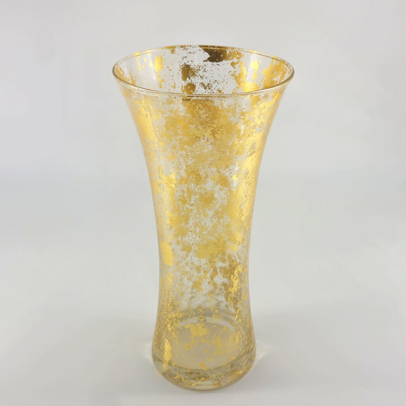 Thassos Gilded Glass Bouquet Vase, Gold, 12" H x 6" W x 6" D