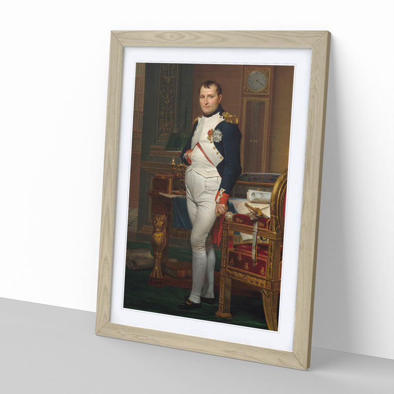 The Emperor Napoleon by Jacques-Louis David - Picture Frame Painting on MDF, Oak, 65cm H x 48cm W x 2cm D