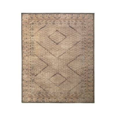 Hand-Knotted Classic Rug Beige-Brown Blue Pattern