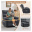 Fauteuil inclinable pivotant gris à bascule avec poches latérales, planeur manuel à 360 degrés pour le salon et la chambre