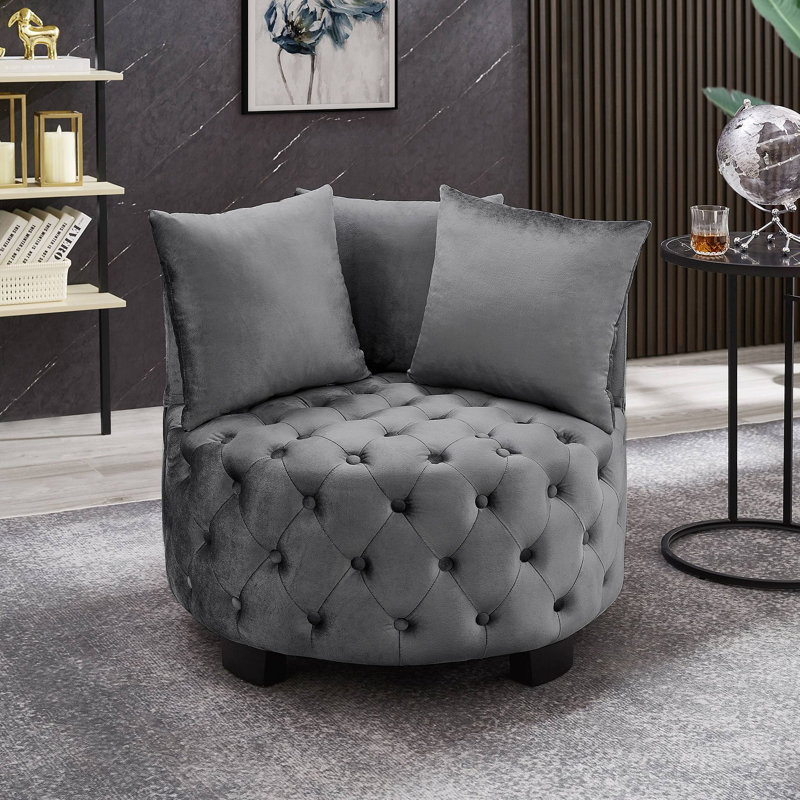 Chaise d'appoint contemporaine rembourrée et capitonnée, Gris foncé
