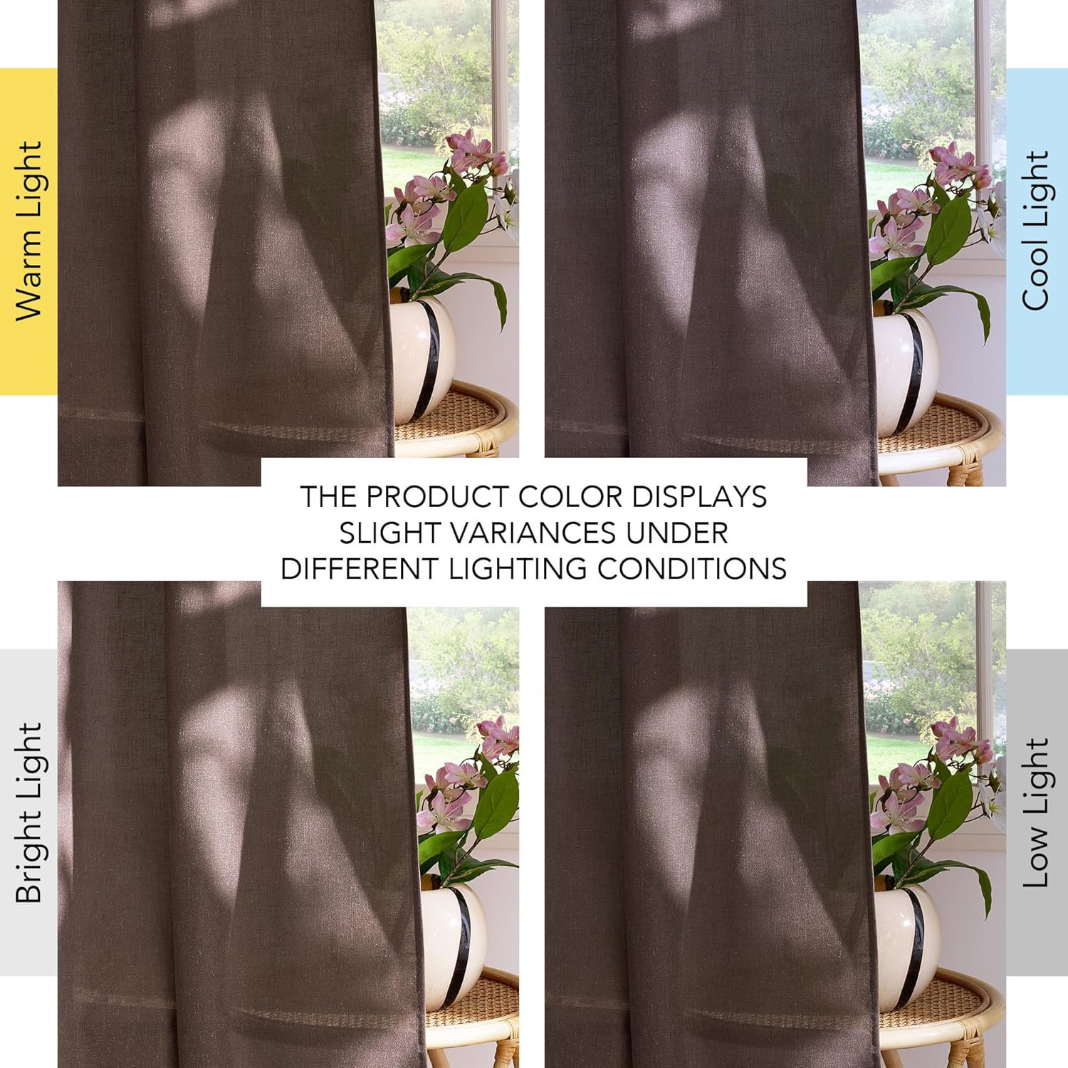 Semi Sheer Linen Curtains, Rod Pocket & Back Tab Thick Flax Blend Privacy with Light Filtering Window Treatments for Bedroom/Living Room, 2 Panels