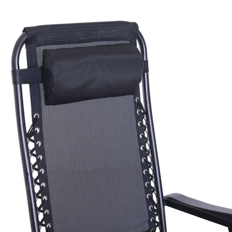 Outdoor Rocking Chairs, Foldable Reclining Anti Gravity Lounge Rocker W/ Pillow, Cup & Phone Holder, Combo Design W/ Folding Legs
