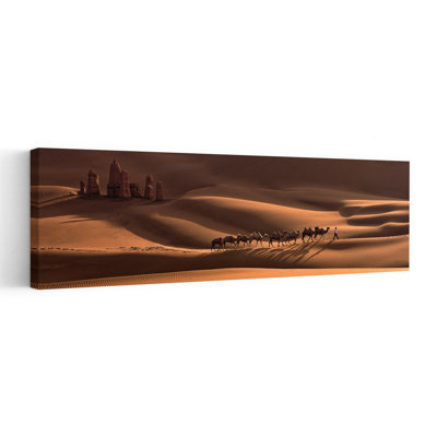 Desert Caravan Journey by Mei Xu - Wrapped Canvas Panoramic Print