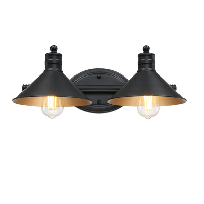 Vanity Light with Matte Black Finish and Gold Painting Inside