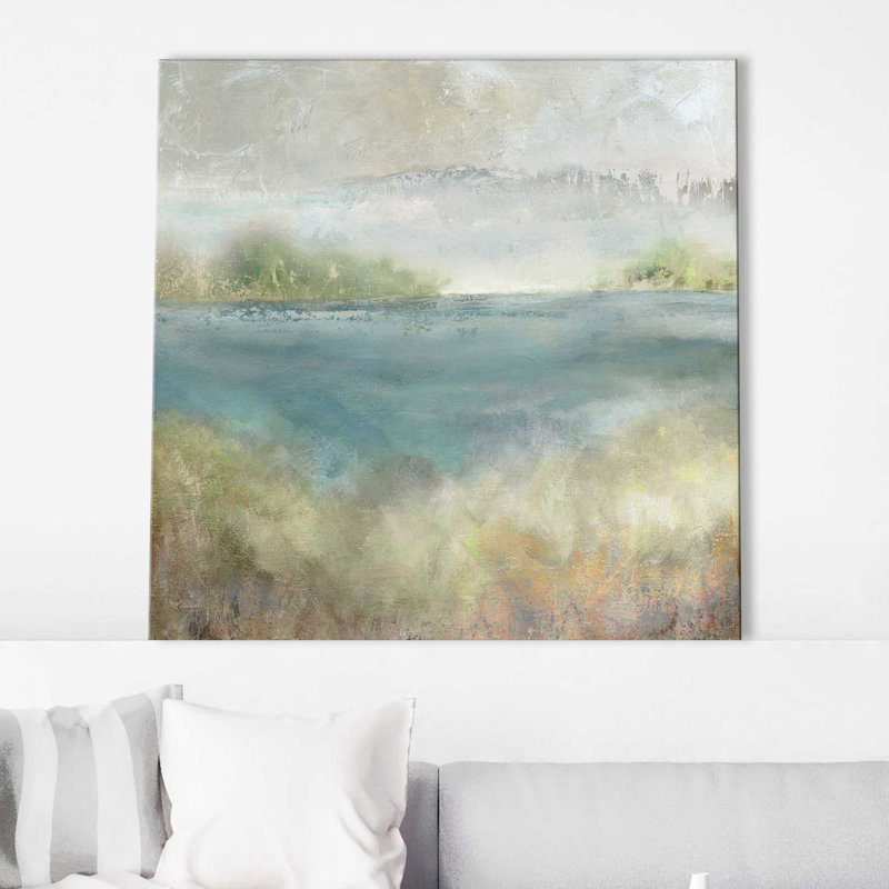 «Sage Expanse» par Carol Robinson - Peinture, L 18 po x H 18 po, Toile tendue