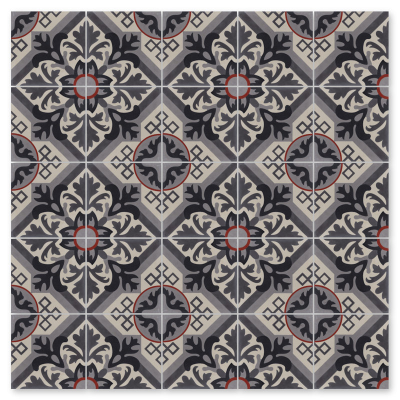 Nuevo Castillo 8" x 8" Cement Patterned Wall & Floor Tile, Newton