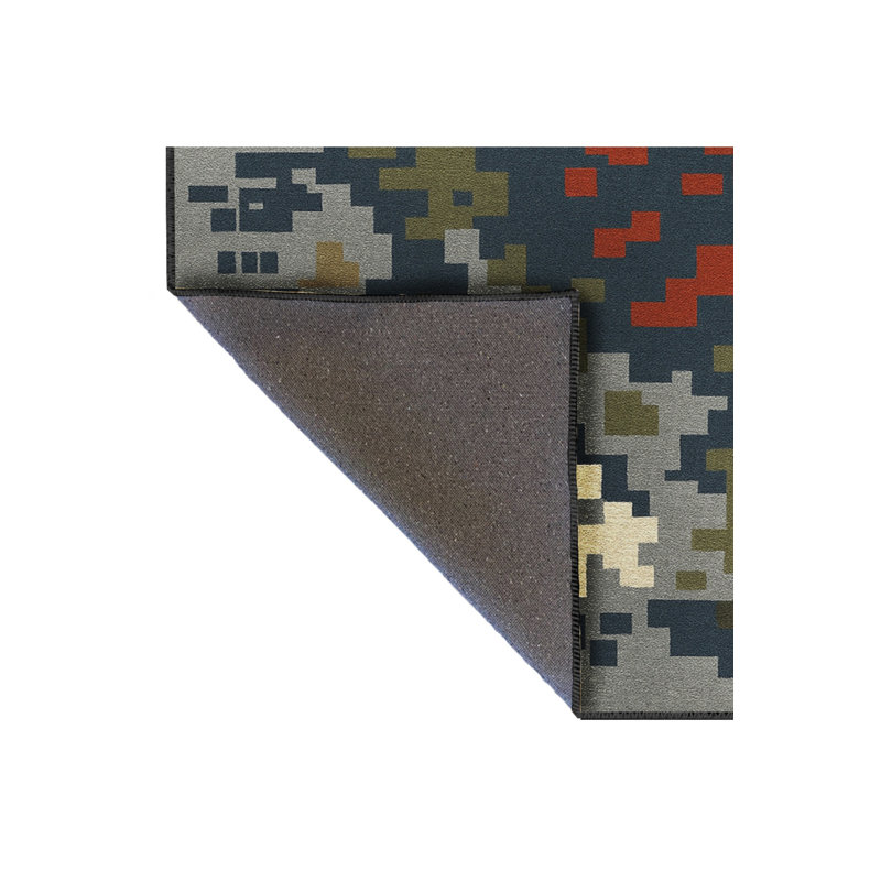 Tapis bleu tissé lavable rétro Mosso, 3'3" x 4'11"