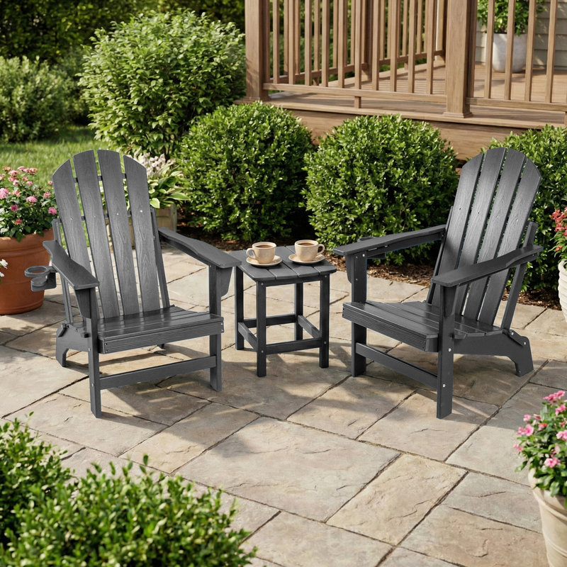 2pcs Foldable Outdoor Adirondack Chairs, Gray, 2