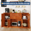 Buffet 58 po avec rangement, armoire à café cannelée avec poignées dorées, 4 portes, 2 tiroirs et tablettes réglables-2002640589
