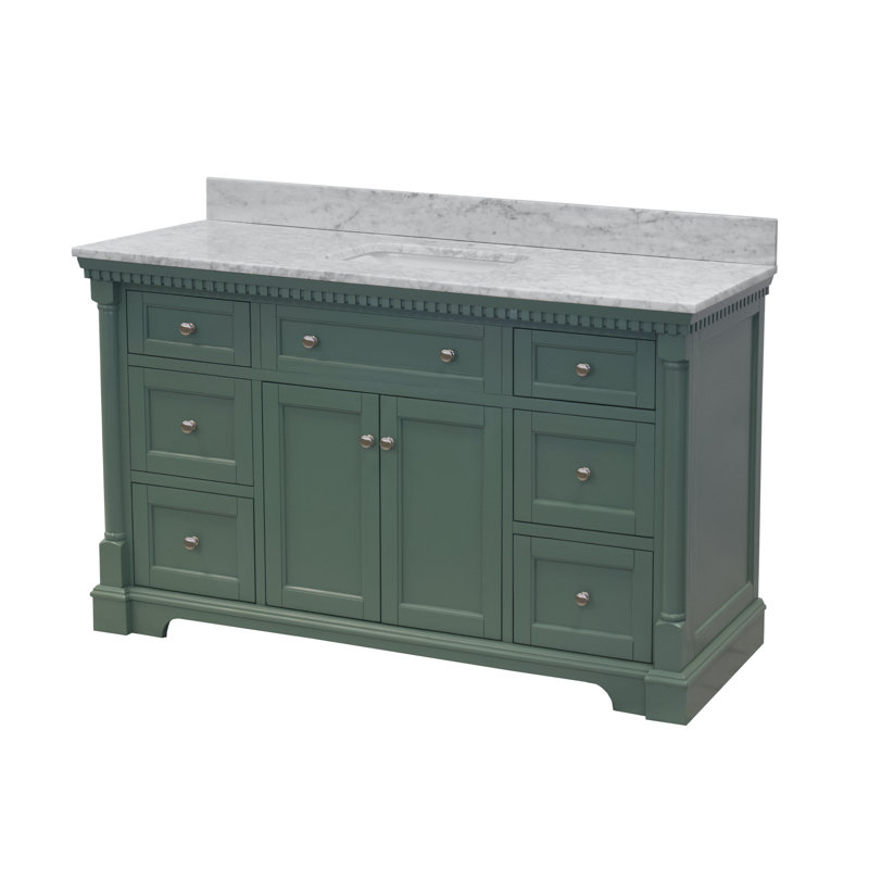 Fossen 60'' Single Bathroom Vanity with Top, Carrara Marble, Sage Green