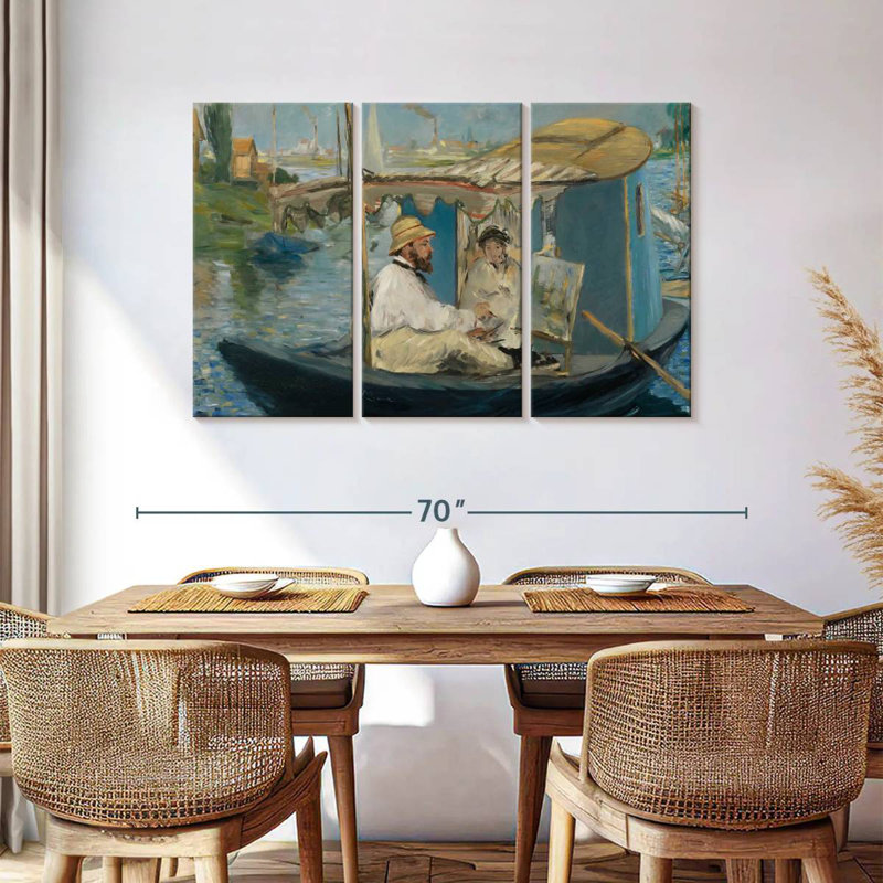 Leisha Claude Monet dans son bateau-atelier, H 36 po x l 57 po