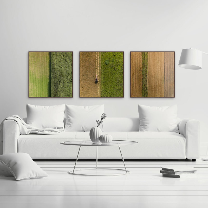 «Crop Rows Triptych» par Marmont Hill - ensemble de 3 reproductions de photos, H 48 po x l 48 po x 1,5 po, Toile tendue