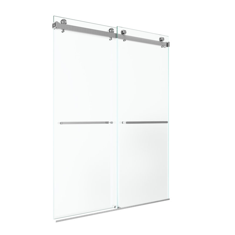 Rowan Frameless Double Sliding Shower Door With Premium Safety Glass And Durable Stainless Steel, 80.00"H x60.00"W