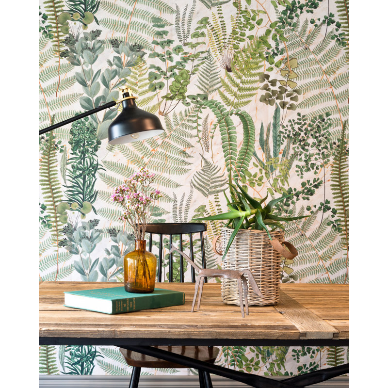 Florilegium Floral Wallpaper Roll, Green/Taupe