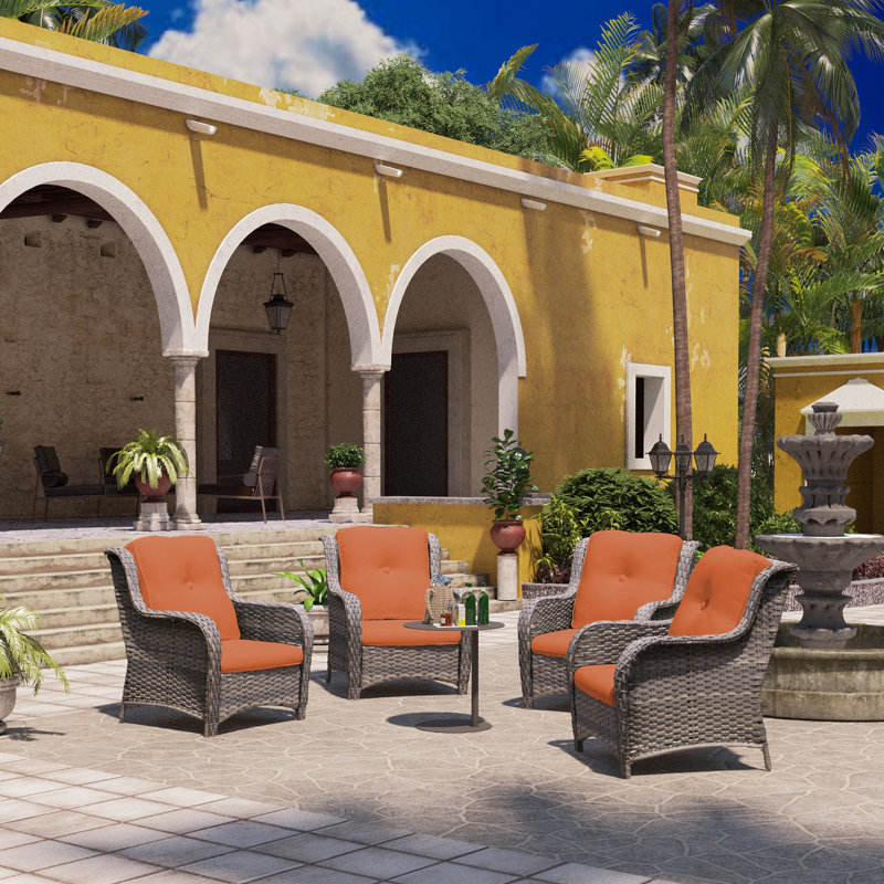 Anahit Wicker Outdoor Lounge Chair, Orange