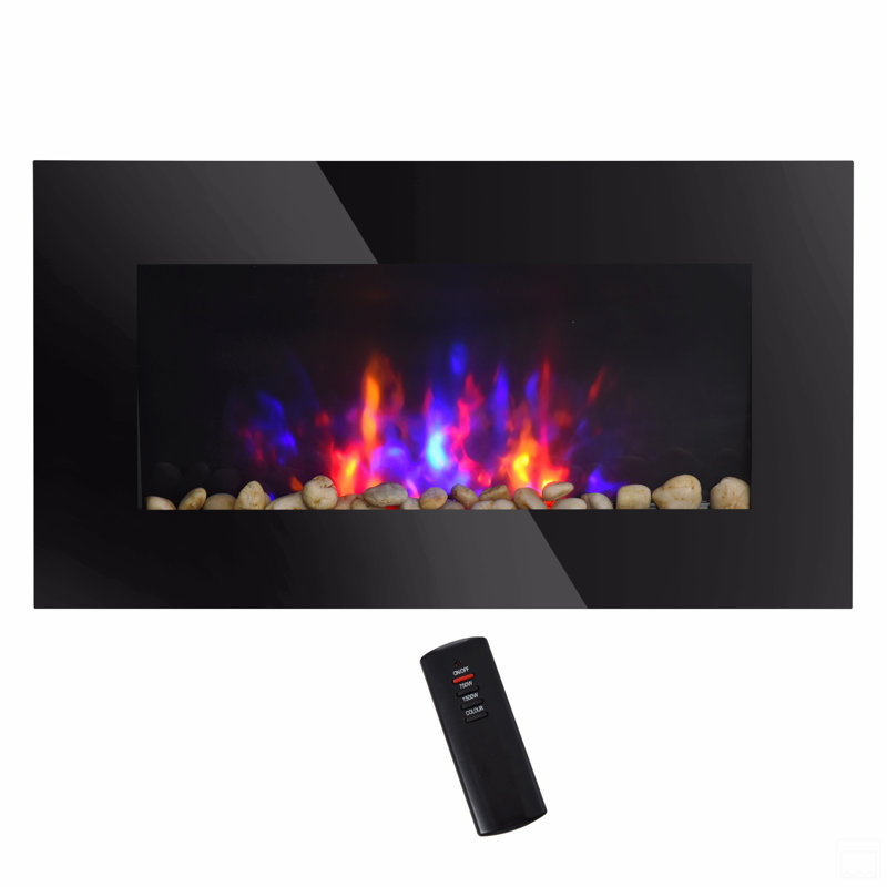 Foyer électrique mural 28,5 "1500W avec effet de flamme, lumière de fond 7 couleurs