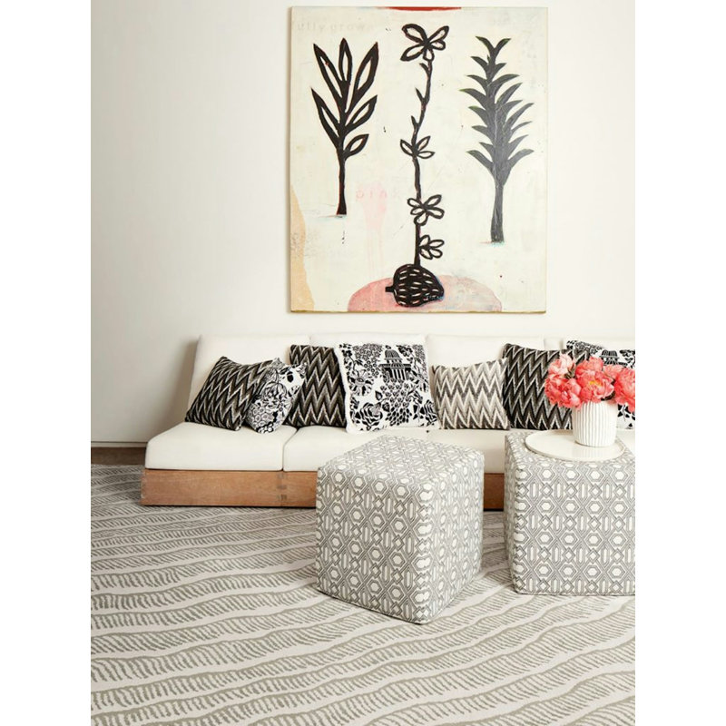 Rippling Hand Knotted Abstract Area Rug in Tin, Rectangle 10' x 14'