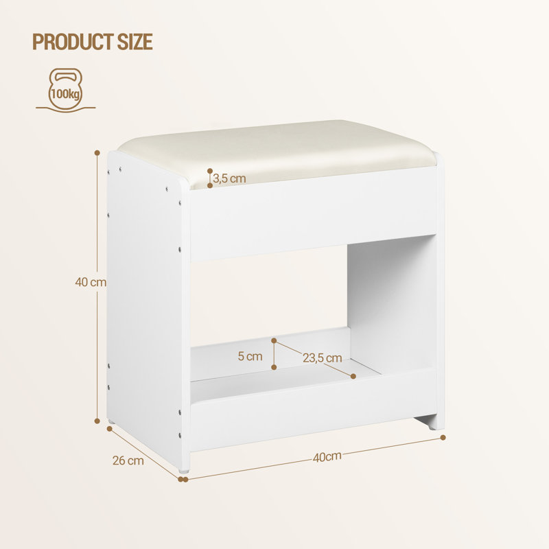Dressing Table Stool, Soft Padded Vanity Stool, Makeup Chair with Non-Slip Foot Pads for Dressing Room, Bottom Storage, Bedroom, Entryway