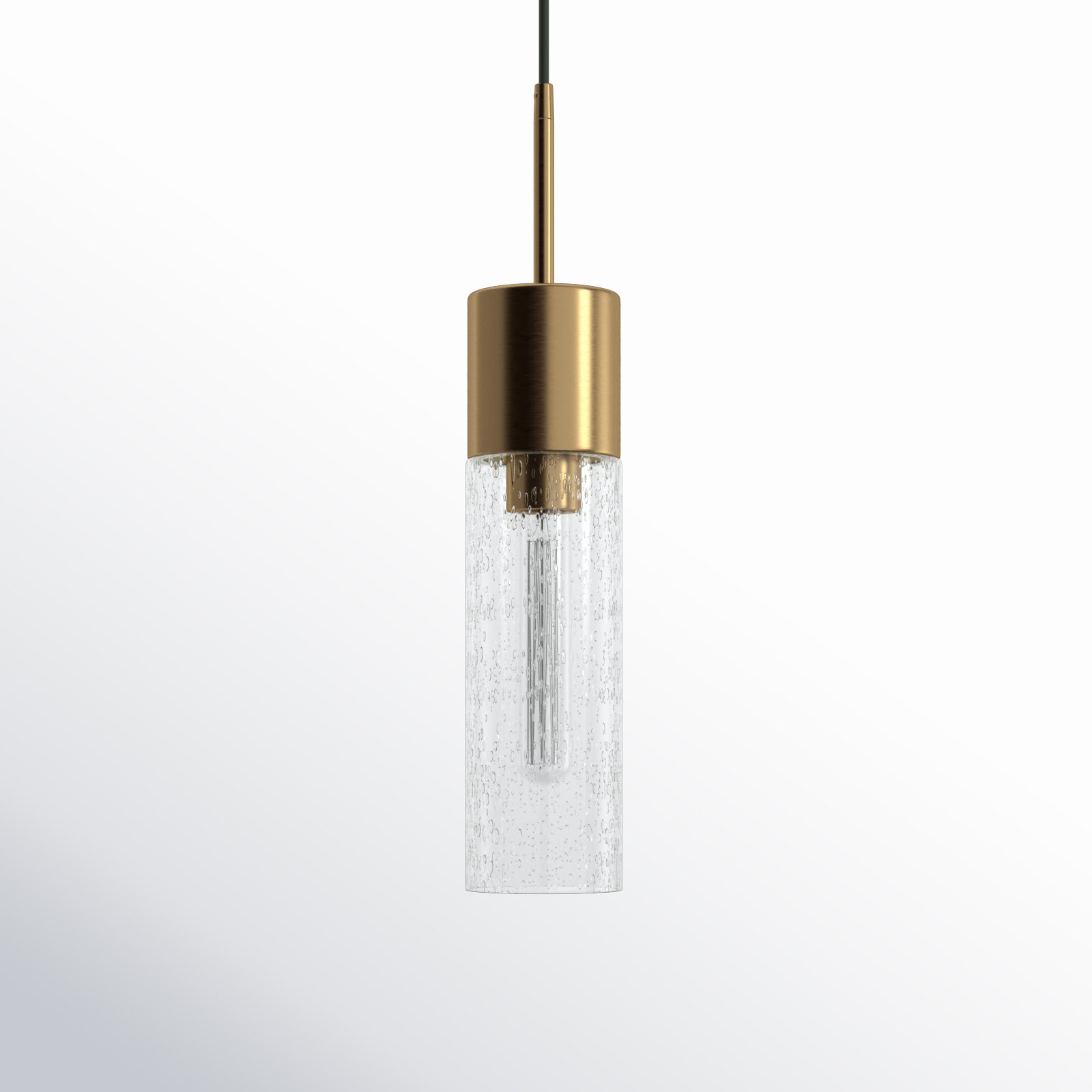 Hubbard Single Light Glass Dimmable Pendant, Brass, Seeded