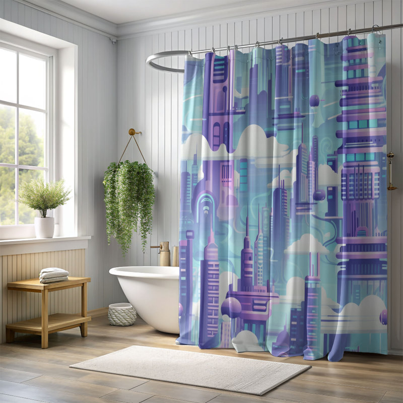 Radiant Lights - Rideau de douche Premium, H 74 po x l 71 po