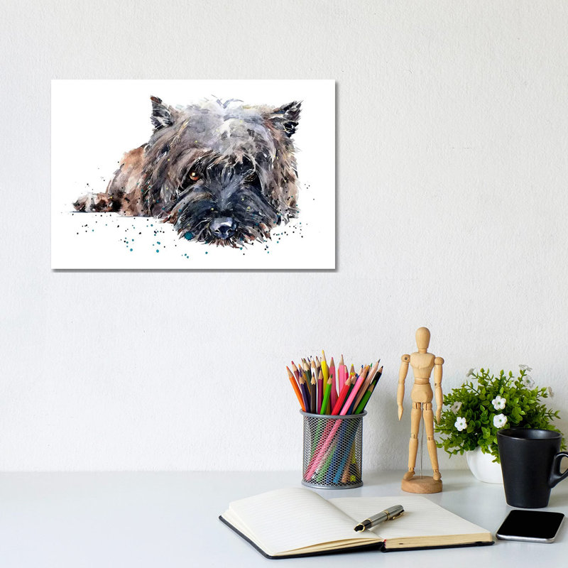 «Cairn Terrier II» par EdsWatercolours - impression, H 8 po x l 12 po x P 0,75 po, Toile tendue, Pas de tapis