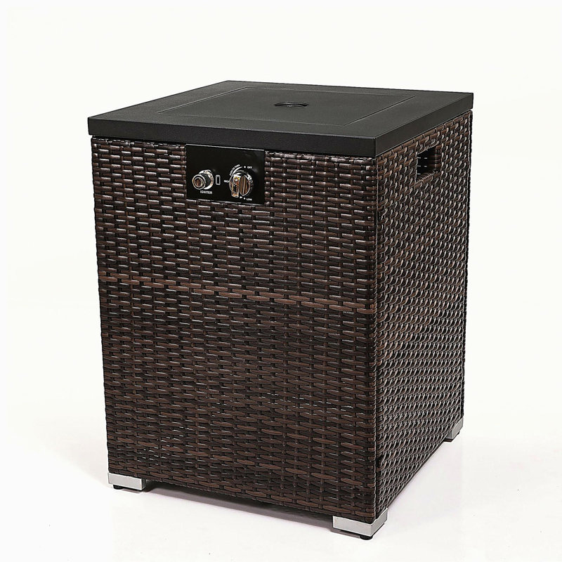 Wicker Fire Pit Column with Glass Windscreen