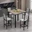 Table et chaises de salle à manger 5 pièces, 1 table à hauteur de comptoir et 4 tabourets de bar, ensemble de meubles de cuisine moderne, équipé de chaises rembourrées, table de salle à manger compacte avec une texture semblable au marbre, convient aux meubles de salon, de bar et de cuisine-136050201
