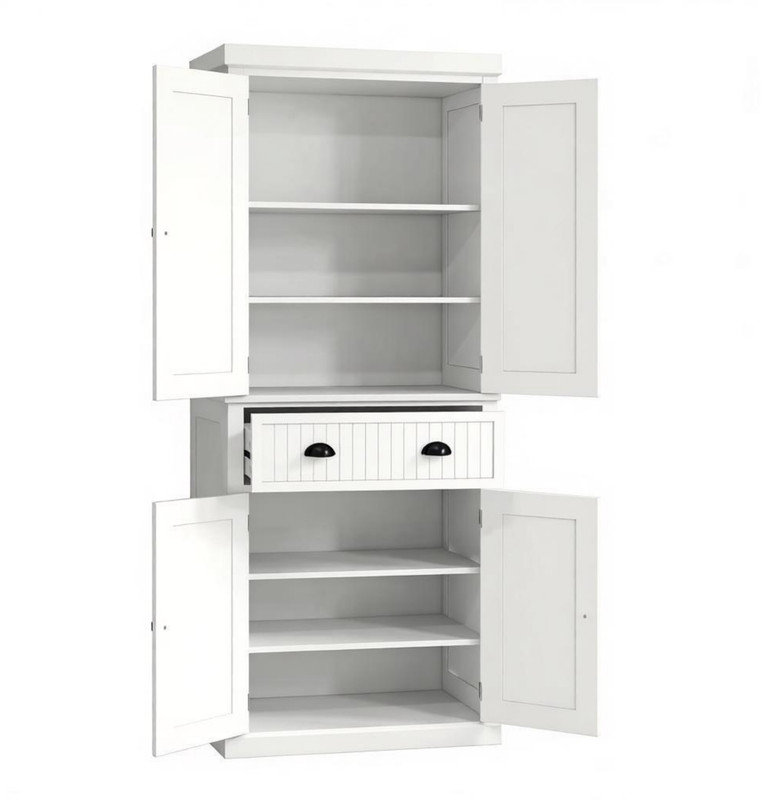 Armoire de rangement autoportante, armoire de cuisine avec tablettes réglables, élégante armoire de salle de bain