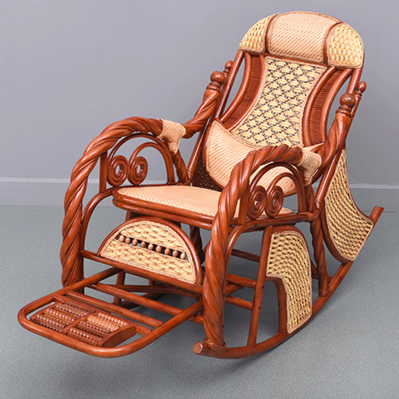 Chaise berçante en rotin naturel