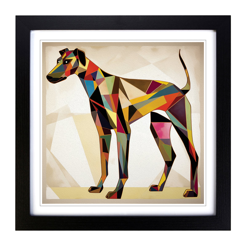 Greyhound Dog Constructivism - Framed Print, Black