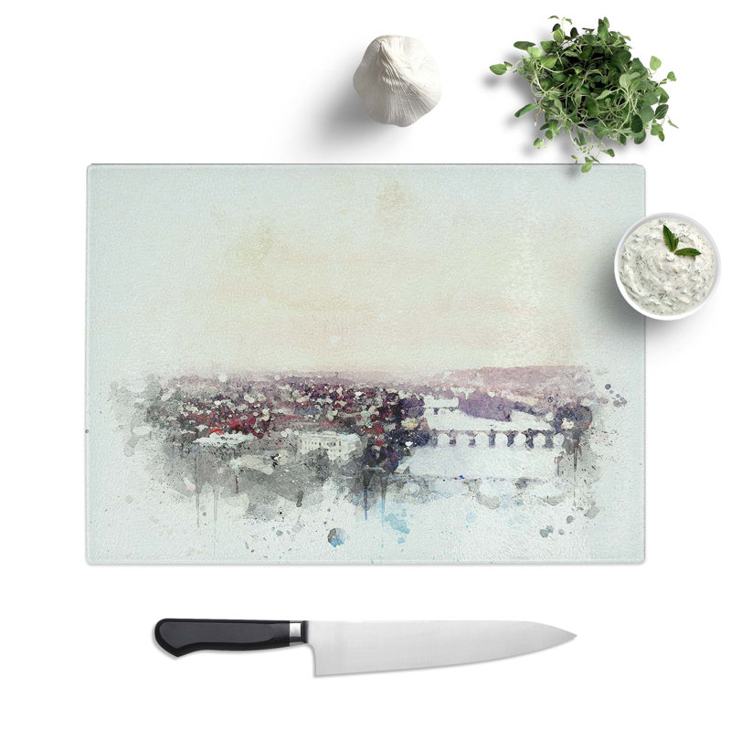 Tempered Glass Prague Czech Republic Skyline Chopping Board, 39 cm W x 28.5 cm L