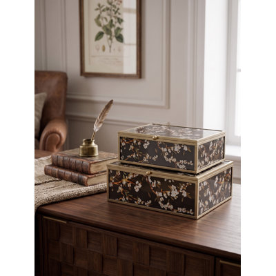 Boîte décorative S / 2 L: 9 x 7,5 x 3 po S: 8 x 6,5 x 2,5 po