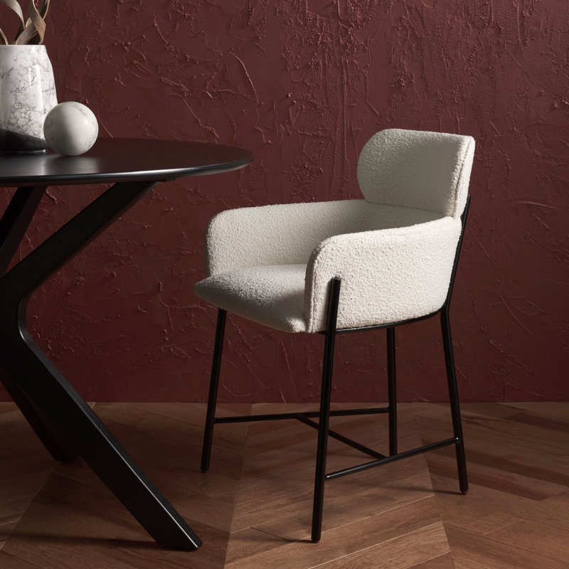 Tighe 19.3'' H Upholstered Armchair, Ivory, Black