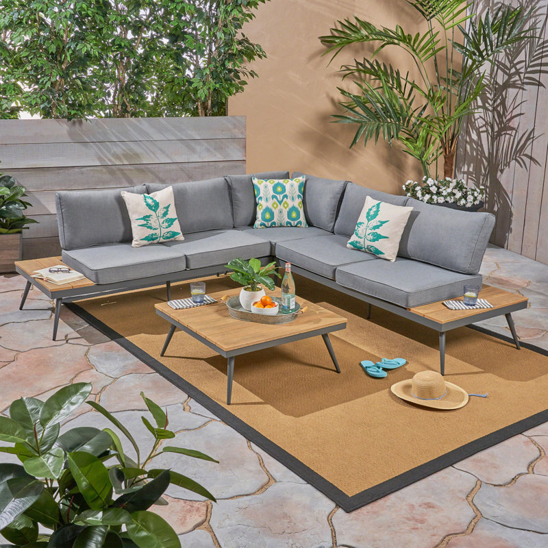 Phantom 4 - Person Modular Patio Conversation Sets with Cushions, Natural