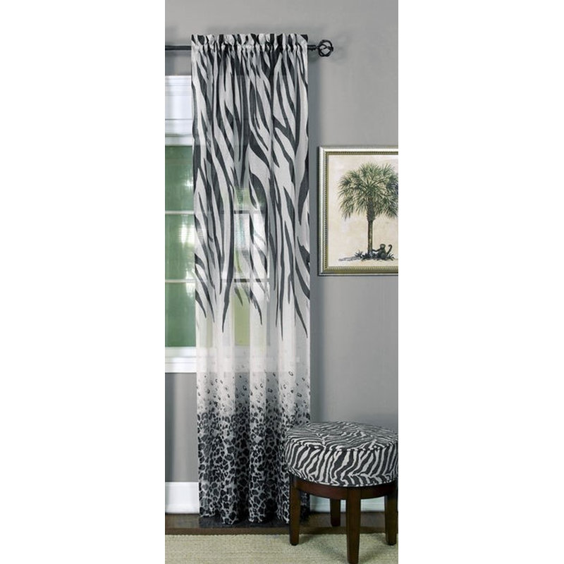 Semi Sheer Curtain Single Panel, 50" W x 63" L, Black