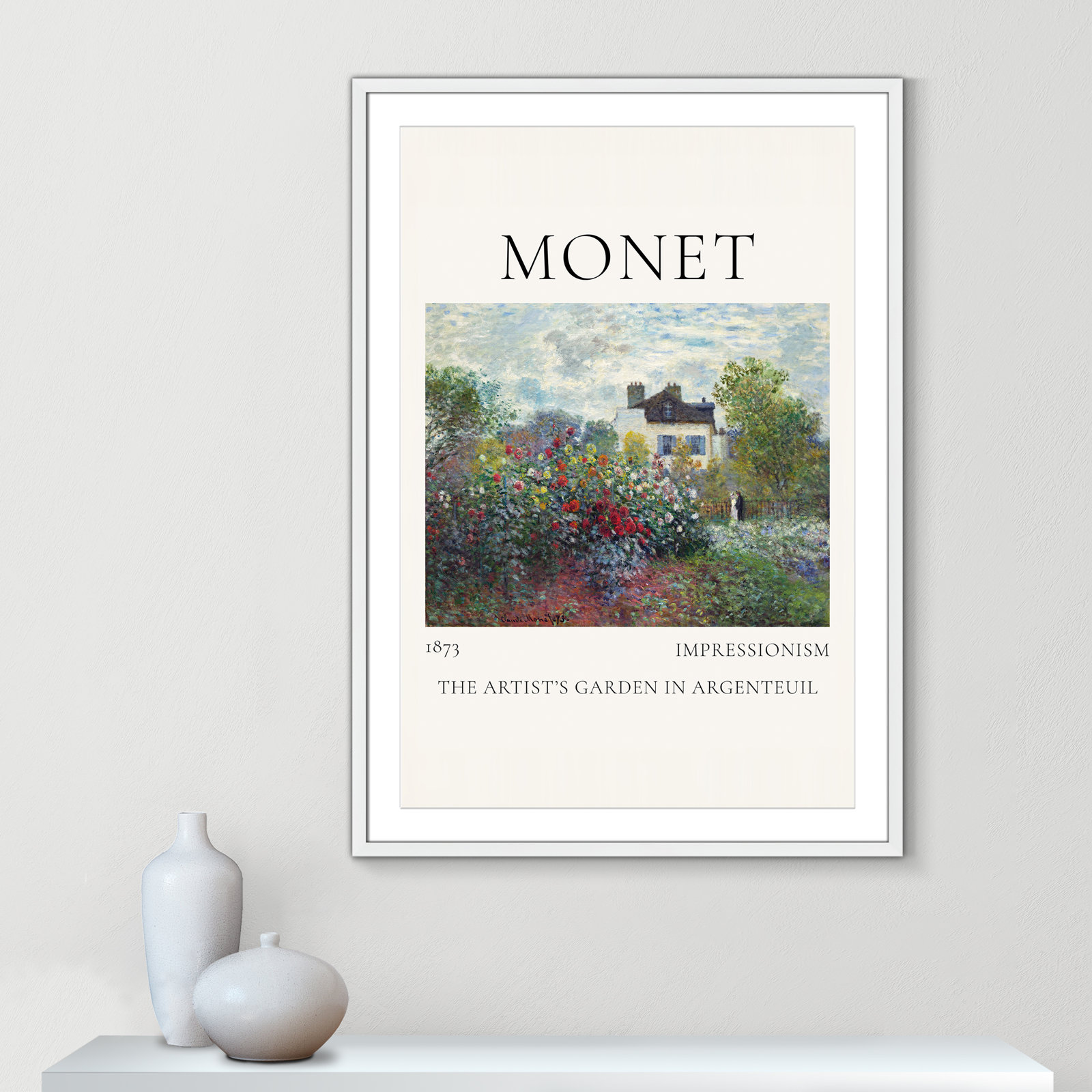 Artists Garden in Argenteuil Print by Claude Monet, Yes, 41.5" H x 29.5" W x 1.25" D, White Single Picture Frame