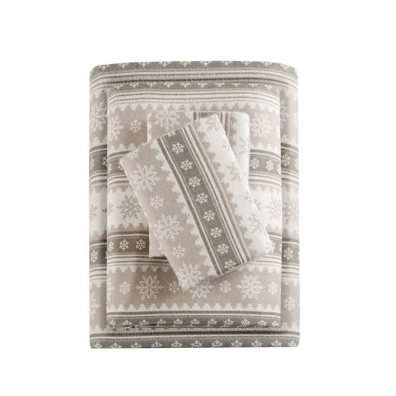 Woolrich 100% Cotton Flannel Sheet Set, California King Sheet Set with 2 Pillowcases, Tan Dog