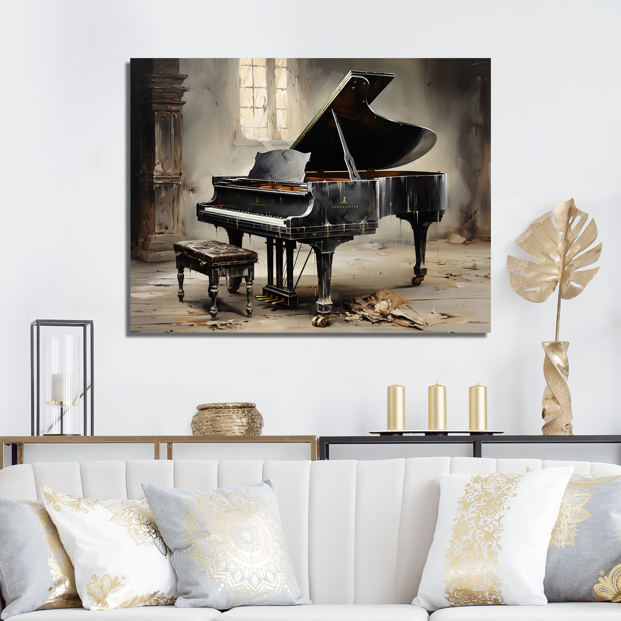 Red Barrel Studio Minimalism Grand Piano Melody II - Piano Wall Art ...