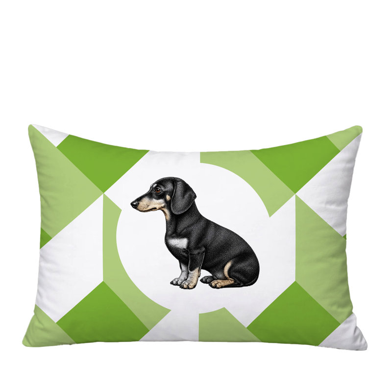 Coussin réversible intérieur / extérieur Dachshund Dog, 25 x 18, Vert printanier