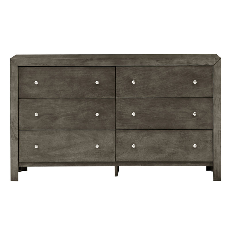 Commode 6 tiroirs, armoire de rangement, Gris