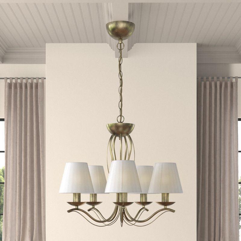 Rodman 5 - Light Shaded Chandelier, Antique Brass